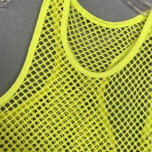 Mesh Racer Back Tank Top Women's Large Neon Green Festival Club Y2K